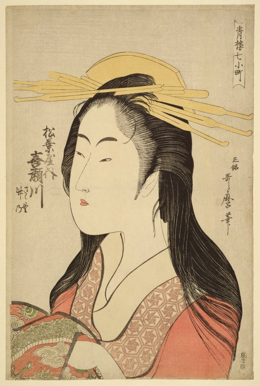 Porträtt av Kisegawa av Matsubaya, ca 1796, (träblockstryck) av Kitagawa Utamaro