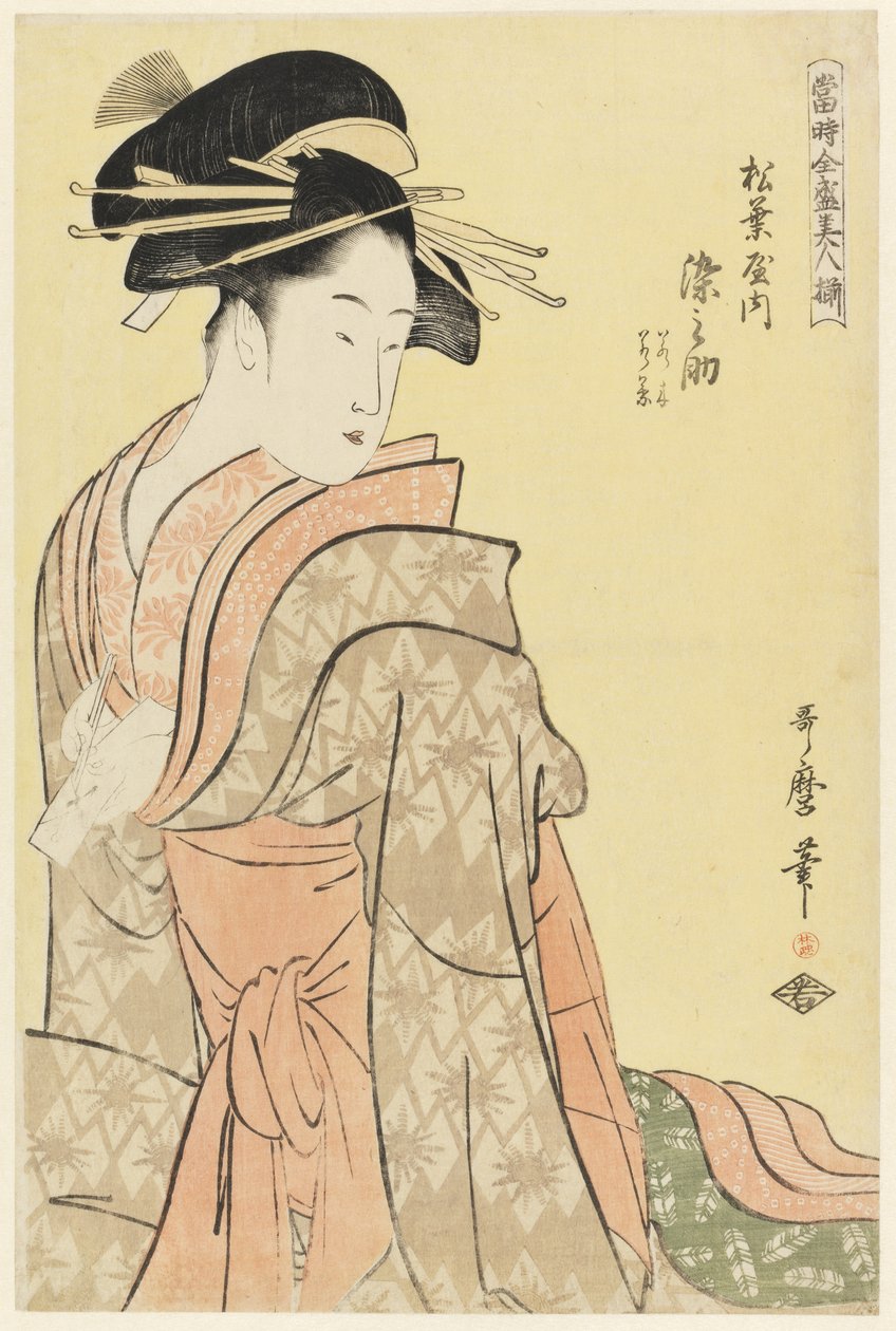 Somenosuke av Matsubaya, från serien "Array of Supreme Beauties of the Present Day", ca 1794 (träsnitt) av Kitagawa Utamaro
