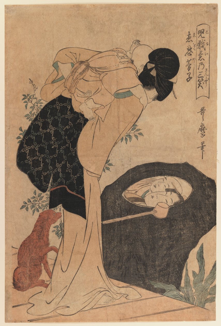 Kvinna och barn, 1800 (trätryck) av Kitagawa Utamaro