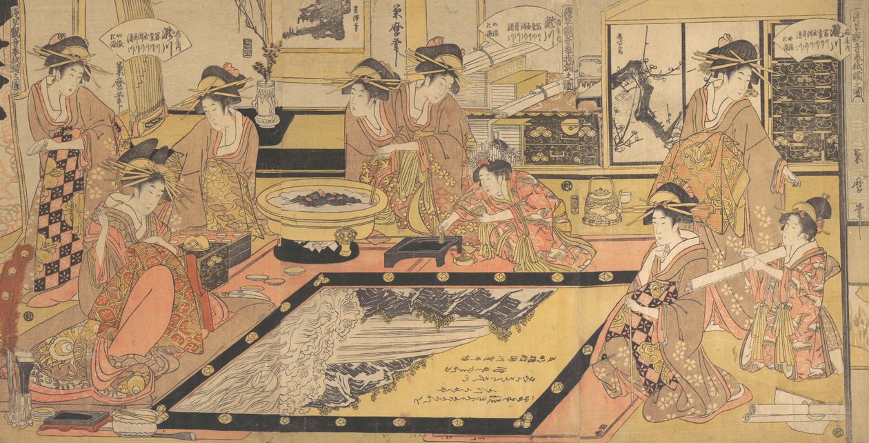En votivbild som ska doneras till Kannon i Asakusa..., ca. 1800. av Kitagawa Kikumaro