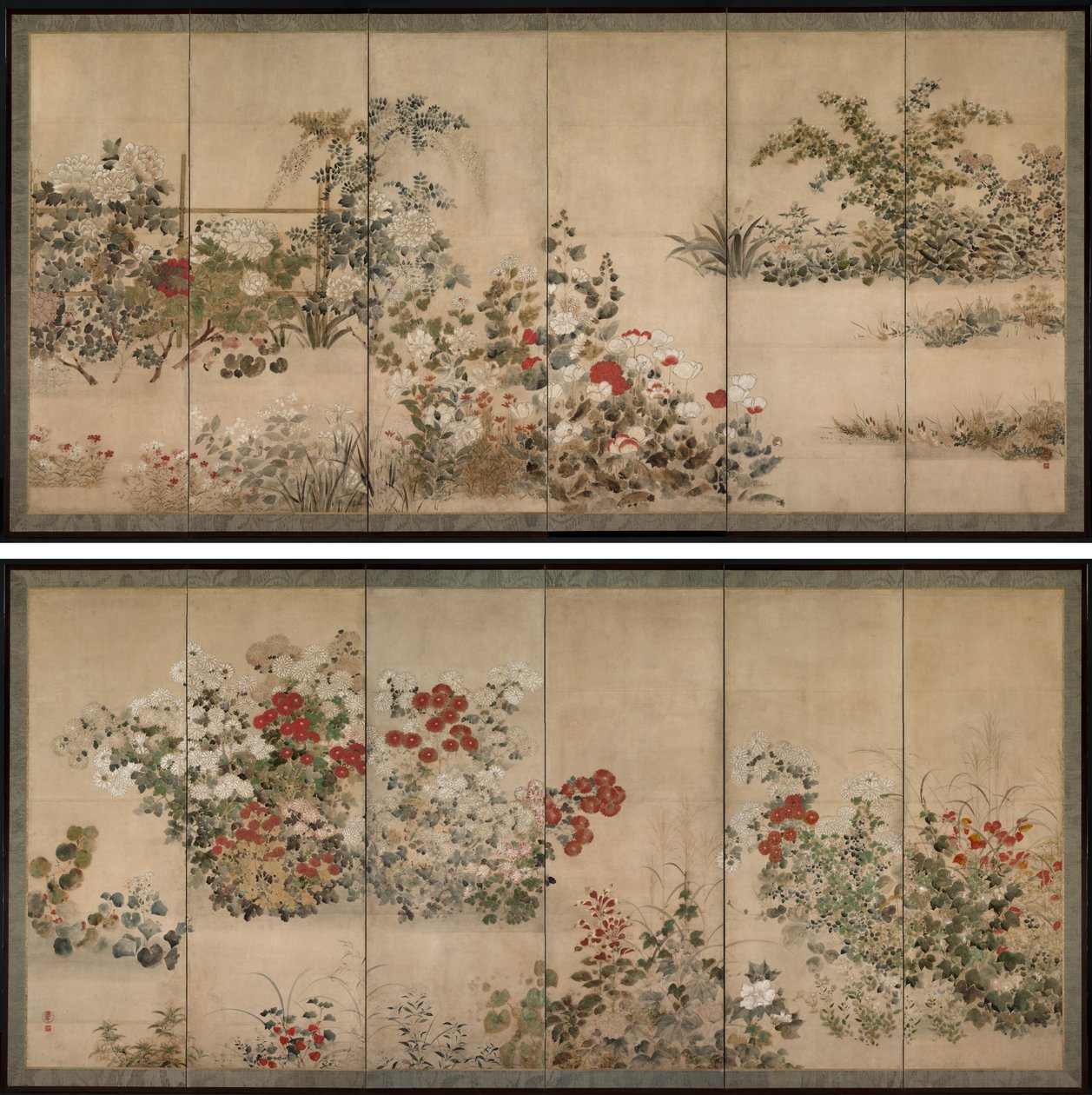 Blommor och gräs av Kitagawa Sosetsu