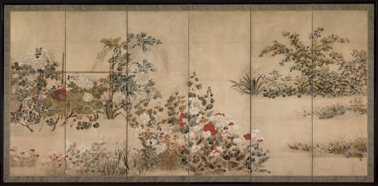 Blommor och gräs av Kitagawa Sosetsu