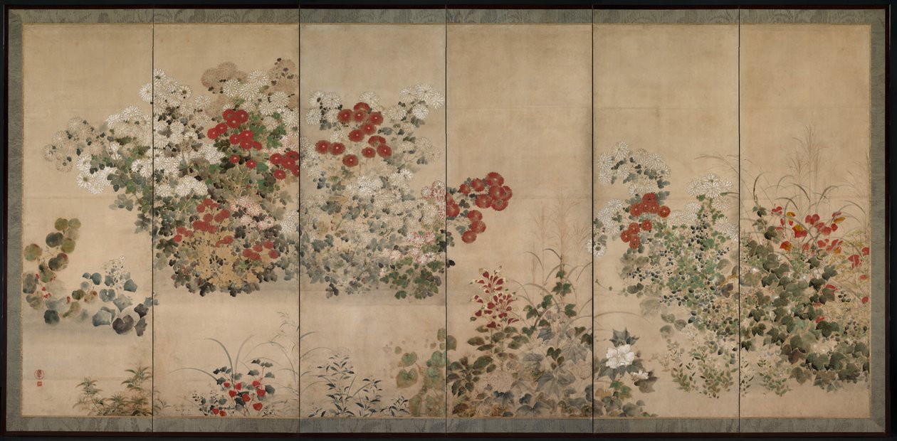 Blommor och gräs av Kitagawa Sosetsu