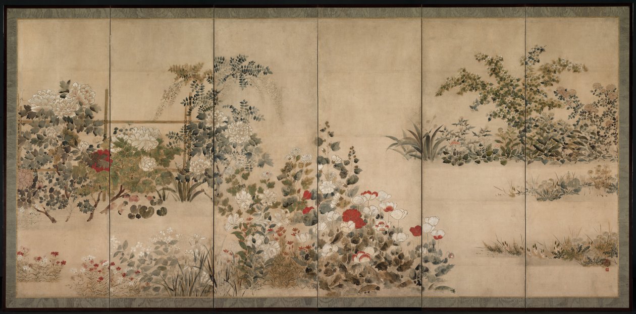 Blommor av de fyra årstiderna, mitten av 1600-talet. av Kitagawa Sosetsu