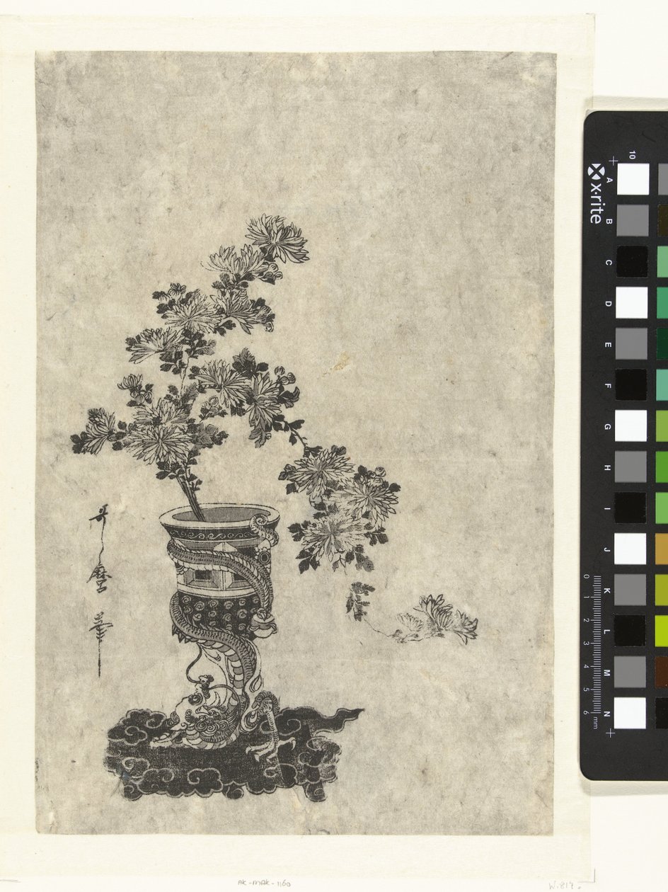 Krysantemum i vas av Kitagawa Utamaro (attributed to)