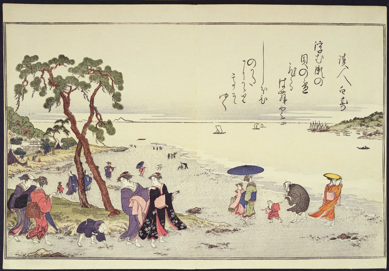 En sida från "Gifts of the Ebb Tide" av Kitagawa Utamaro