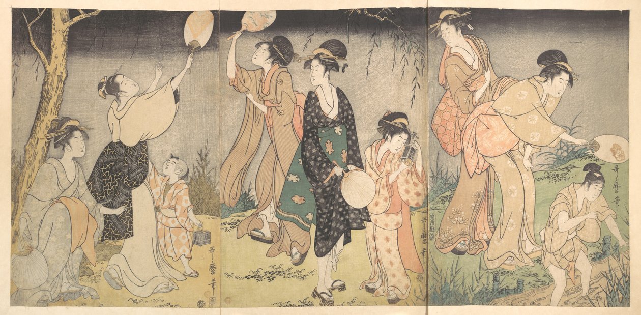 Att fånga eldflugor (Hotaru gari) av Kitagawa Utamaro