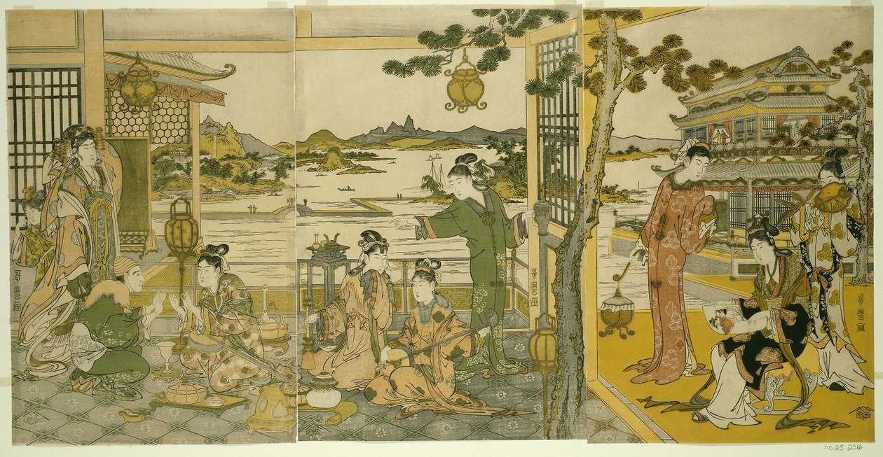 Kinesiska skönheter på en bankett av Kitagawa Utamaro