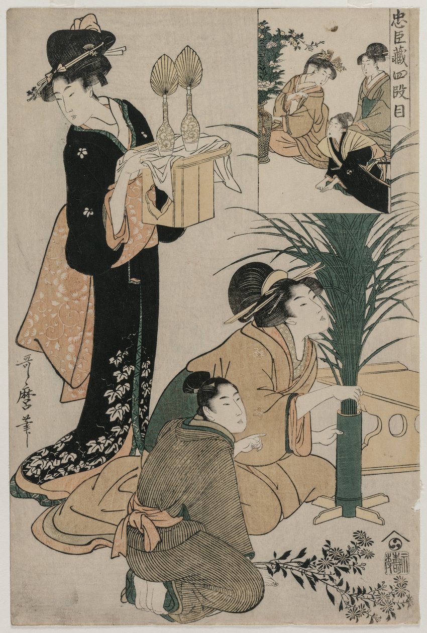 Chushingura: Akt IV i The Storehouse of Loyalty av Kitagawa Utamaro