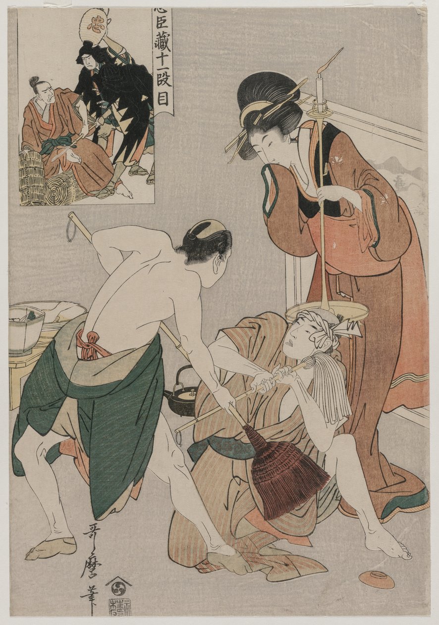 Chushingura: Akt XI av The Storehouse of Loyalty, sent 1790-tal. av Kitagawa Utamaro