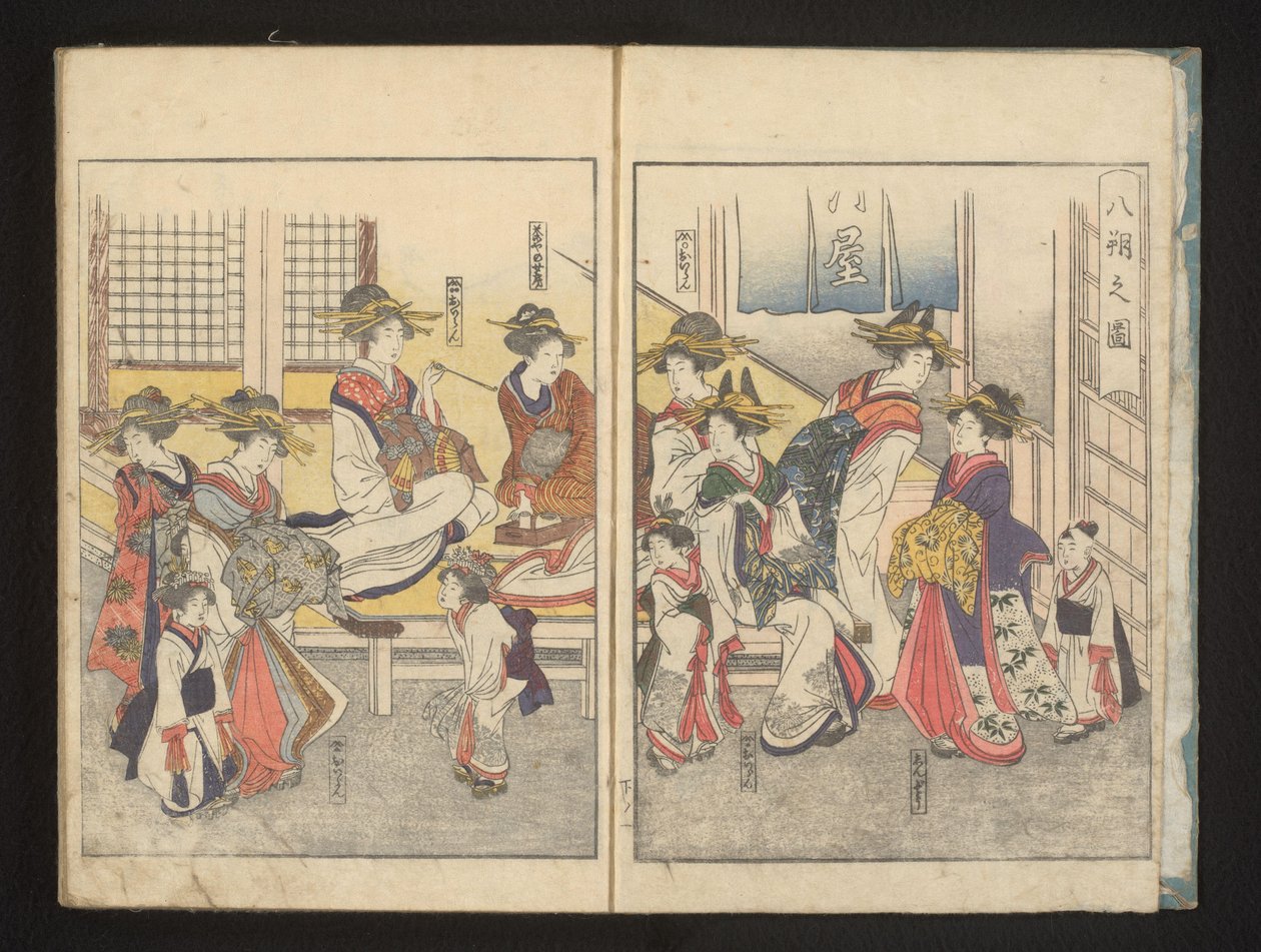 Kurtisaner i ett rum av Kitagawa Utamaro