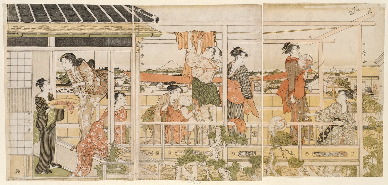 Torka kläder (Monohoshi) av Kitagawa Utamaro