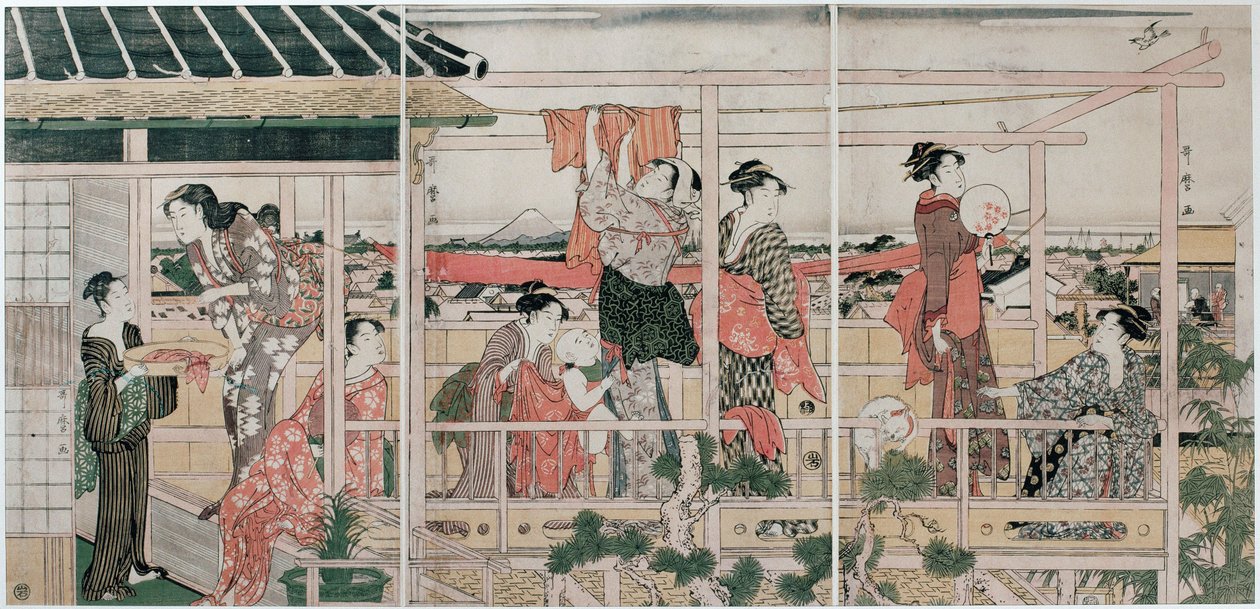 Torka kläder, c. 1790 av Kitagawa Utamaro