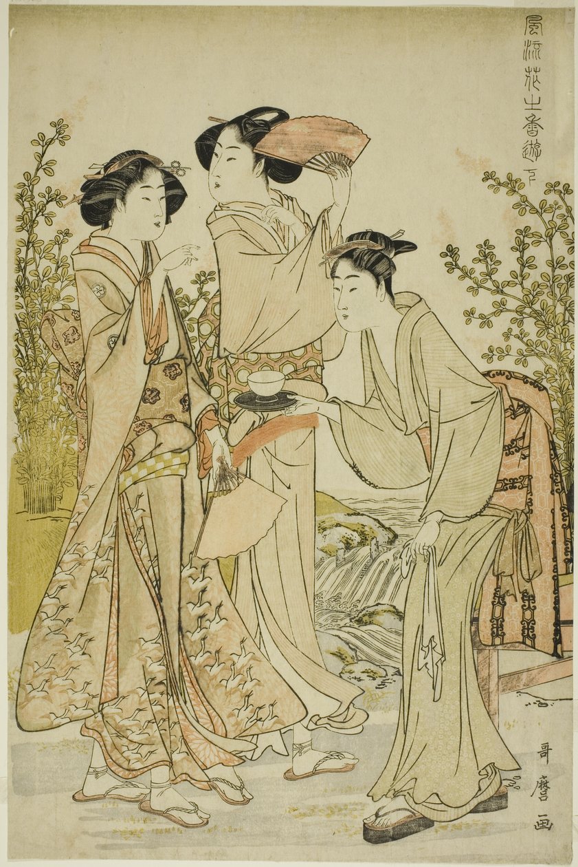 Elegant Pleasures: The Scent of Flowers, vänster (Furyu hana no ka asobi, ge) av Kitagawa Utamaro