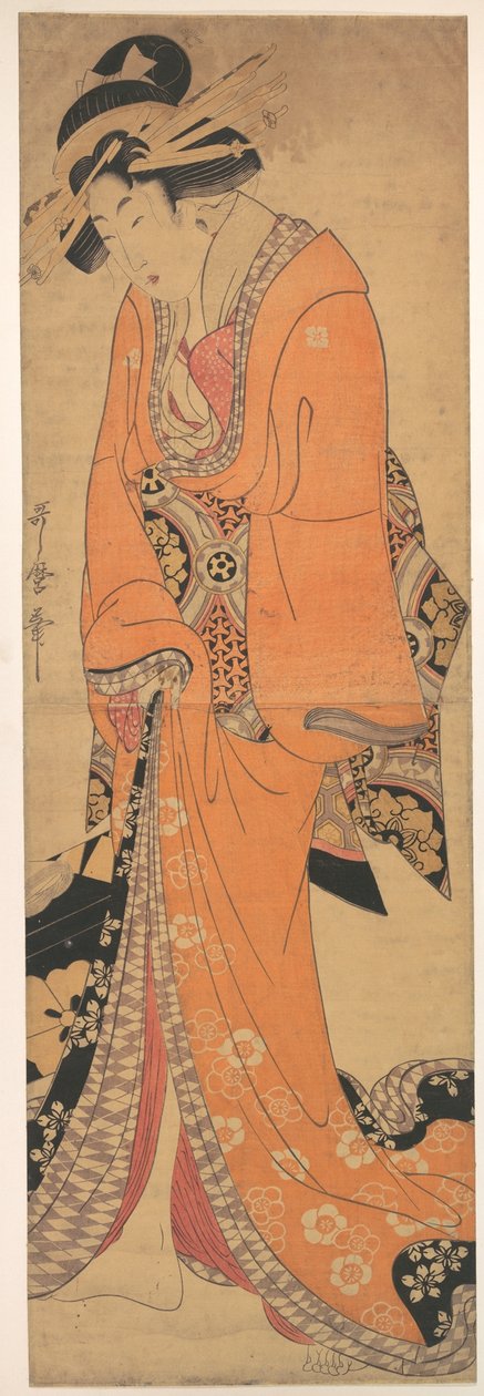 Geisha, troligen en sångerska av Kitagawa Utamaro
