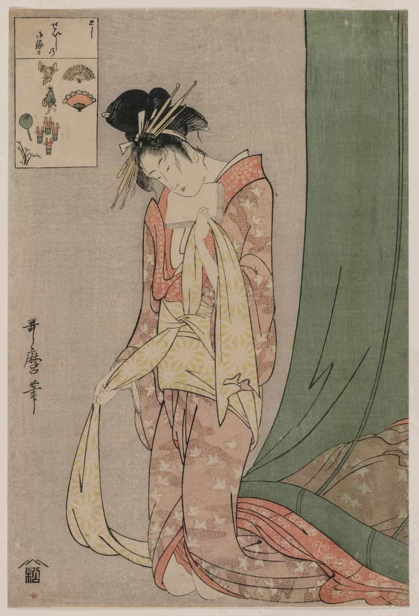 Hanaōgi från Ōgiya från serien Picture Puzzles av Kitagawa Utamaro