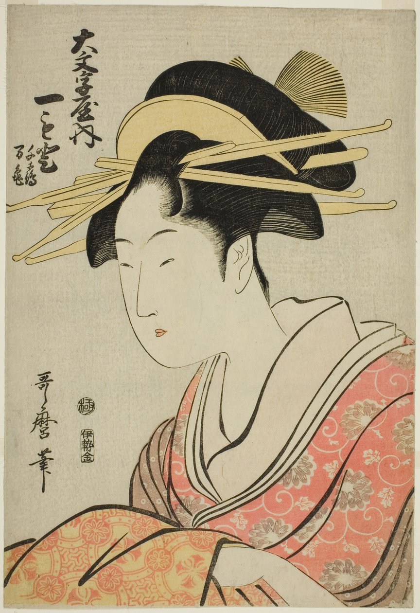 人元 Av Te Daimonji Ya Med Ah Tendan ts Line Varje utkast d Sen av Kitagawa Utamaro