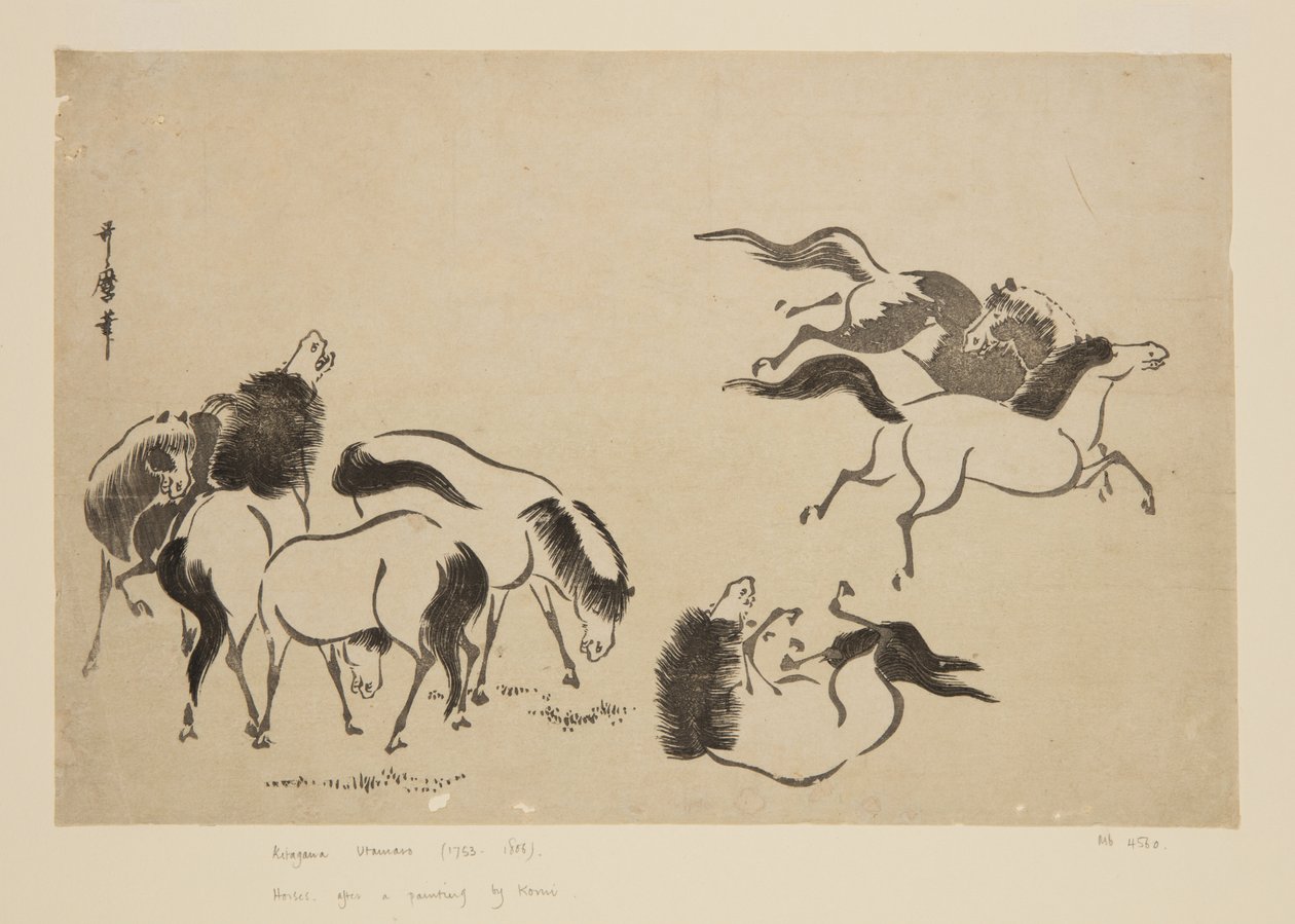 Hästar (träblock i färg) av Kitagawa Utamaro