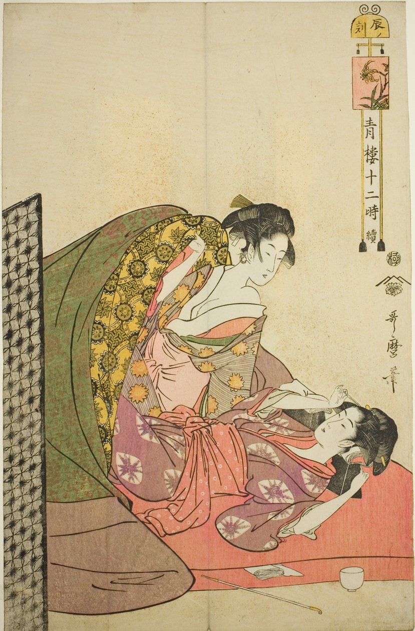 Direction of Dragon (Land of Dragons), från Te-seriens "Telve Law Member Yoshiwara (Fortsättning med Seiro Tree)" av Kitagawa Utamaro