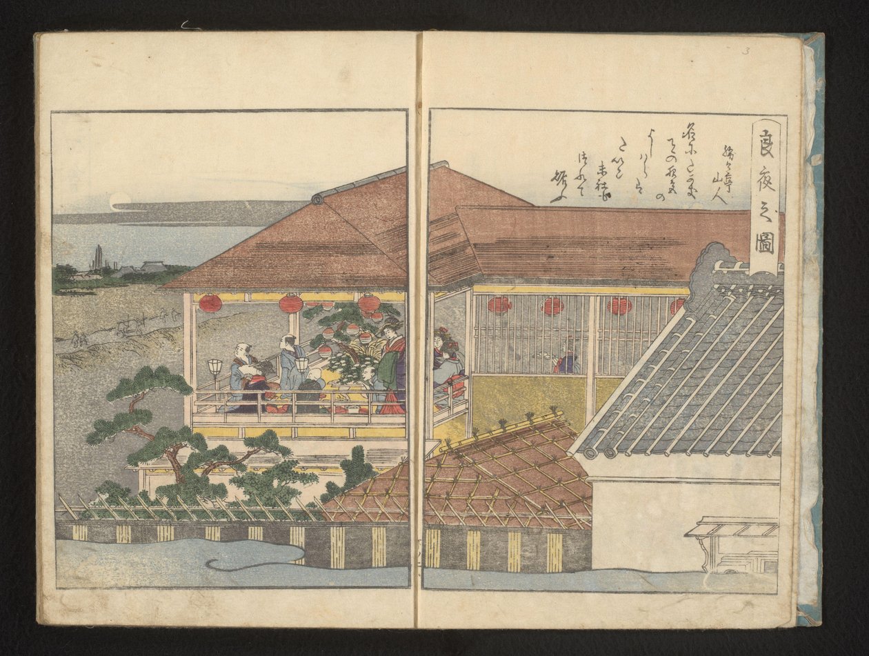 Tittar på fullmånen från en balkong av Kitagawa Utamaro