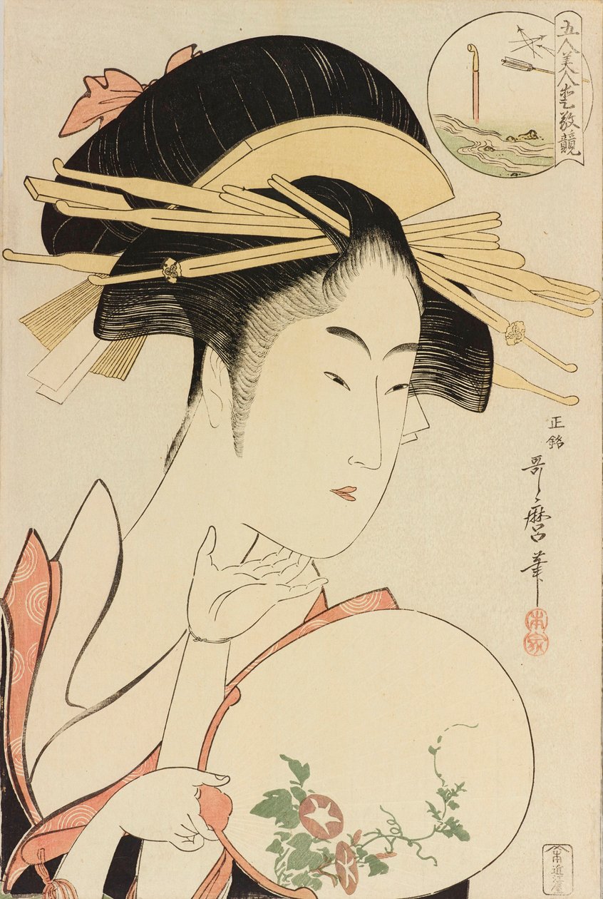 Kisegawa of the Matsubaya, från serien Comparing the Charms of Five Beauties, ca. 1795. av Kitagawa Utamaro