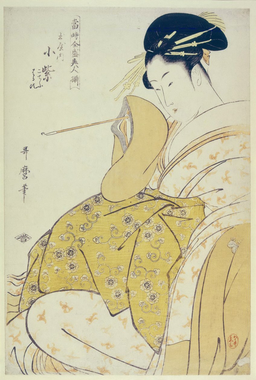Mörklila f te Tamaya, Ka 1794 av Kitagawa Utamaro