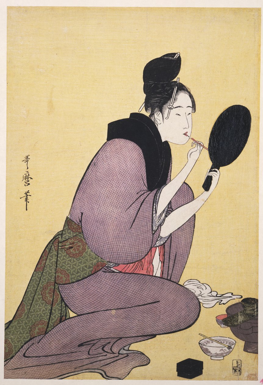 Some-beanie, målar läpparna av Kitagawa Utamaro