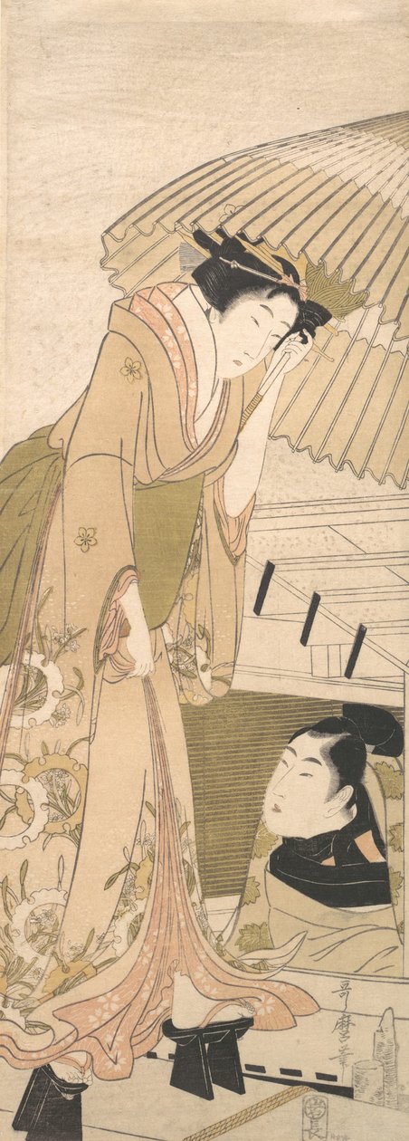 wangjin g-s Tage-medlem Te S:s med snöbrygga, 1800. av Kitagawa Utamaro
