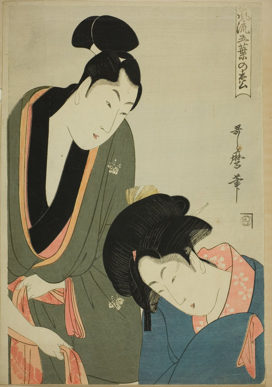 Lovers Parting in the Morning, från serien "Elegant Five-needled Pine (Furyu goyo no matsu)" av Kitagawa Utamaro