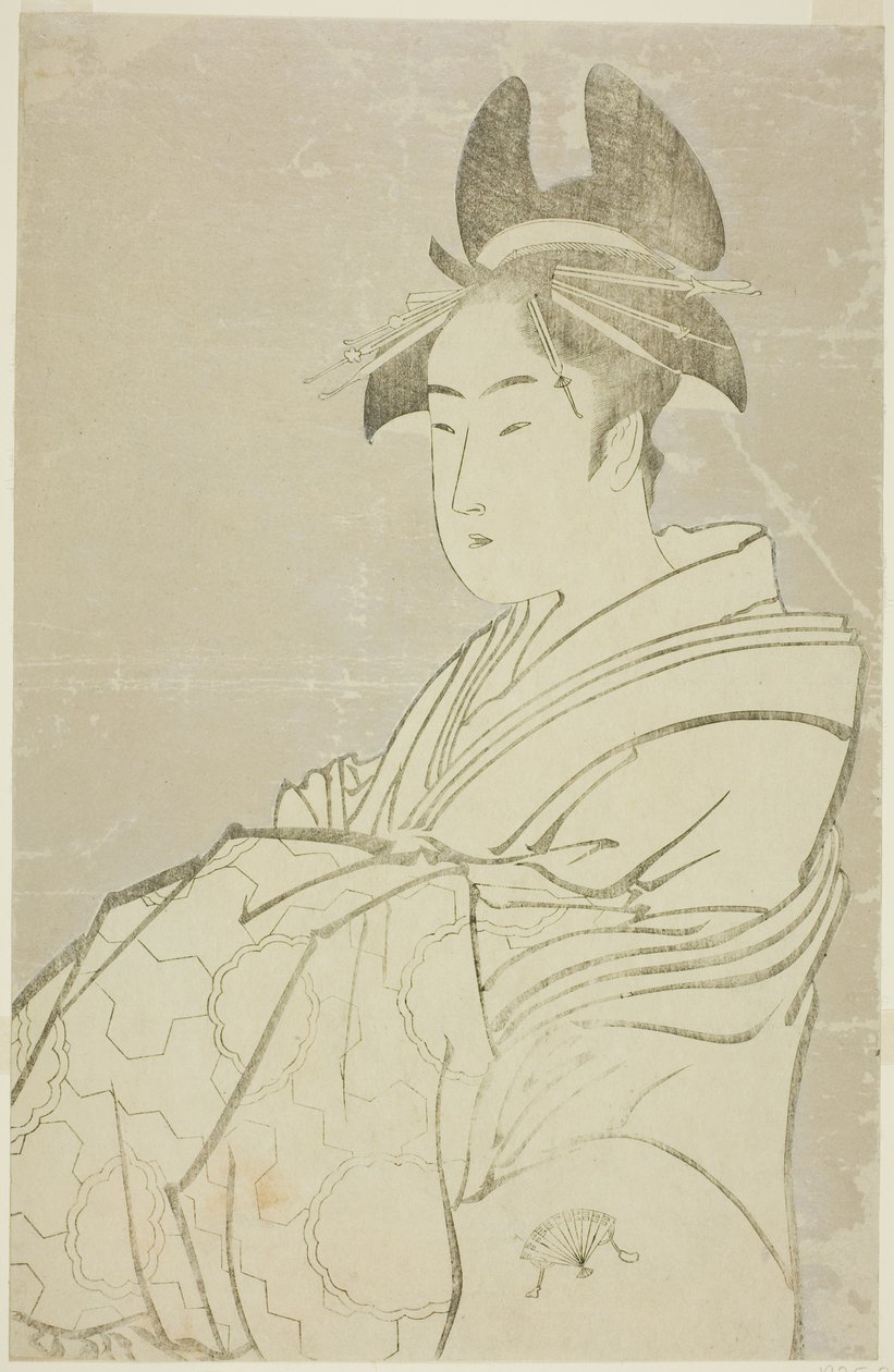 Miyato av tee ogi ya, wo back ts edge ts that camellia plan d undersökning av Kitagawa Utamaro