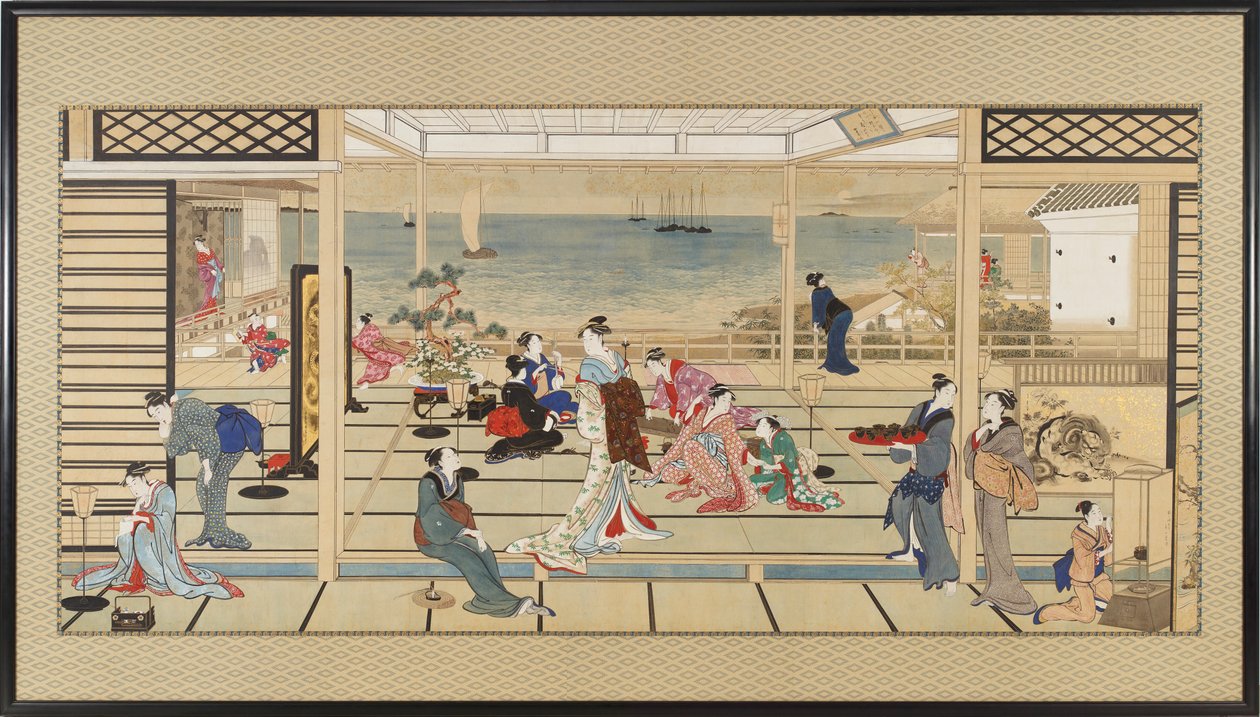 Moonlight Revelry vid Dozo Sagami, Edo-perioden, sent 1700- och tidigt 1800-tal. av Kitagawa Utamaro