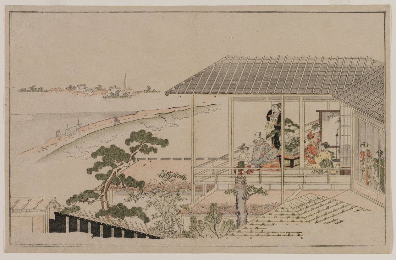 Månuppgång över Nihonvallen och Yoshiwara av Kitagawa Utamaro
