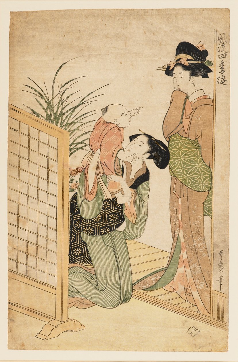 Mor, barn och sjuksköterska, c1800 av Kitagawa Utamaro