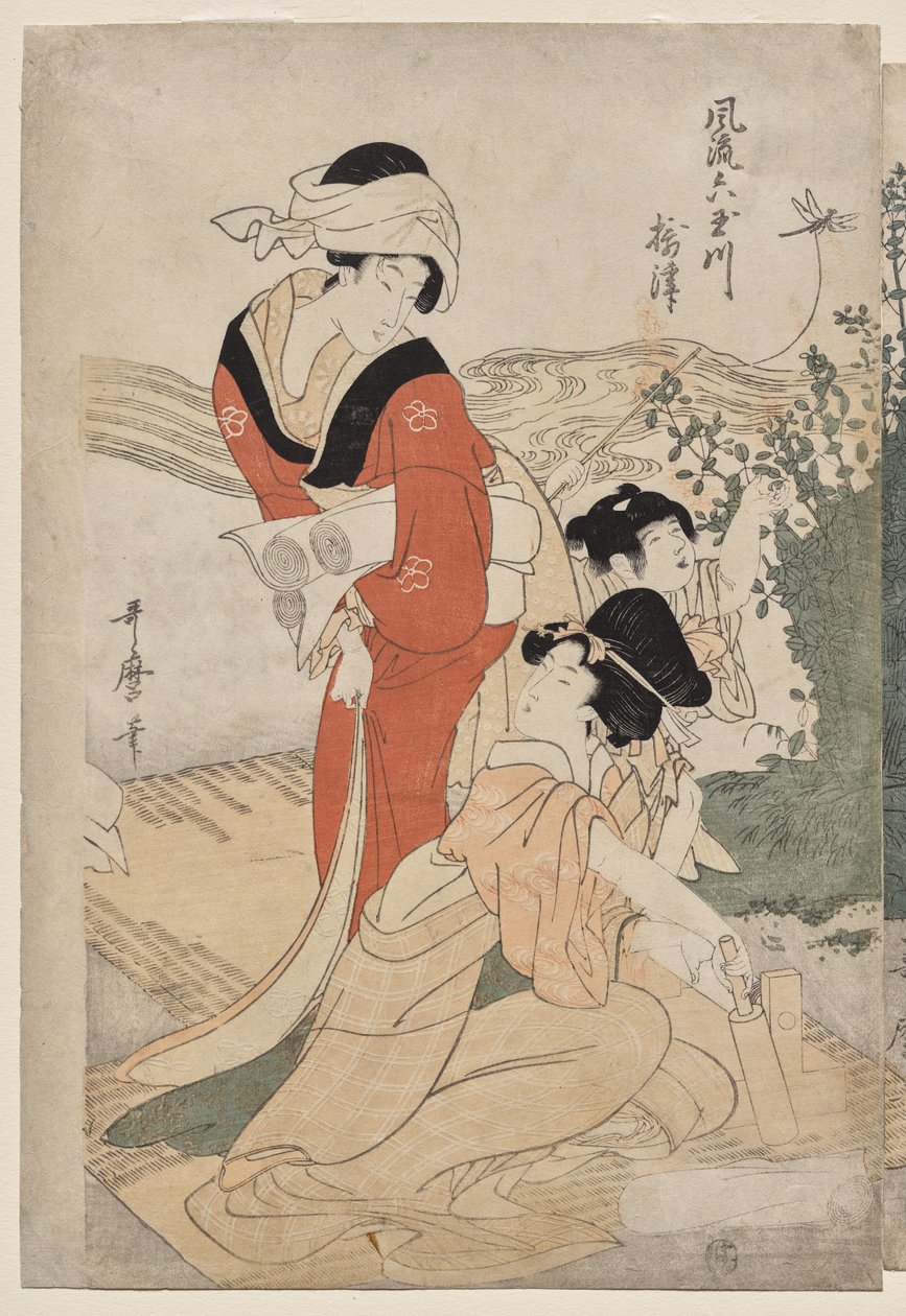 Musashi Province från serien Fashionable Six Jewel Rivers (Furyu Mu Tamagawa) av Kitagawa Utamaro