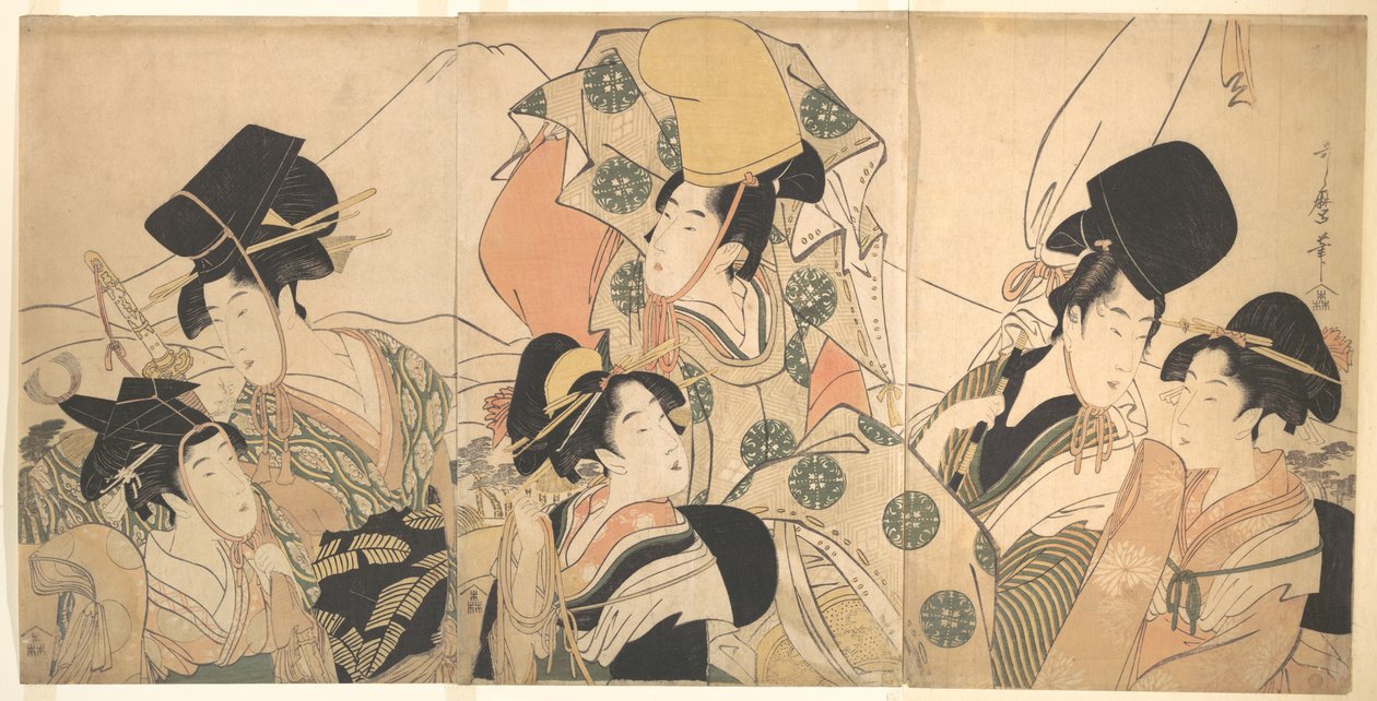 Narihiras resa österut av Kitagawa Utamaro