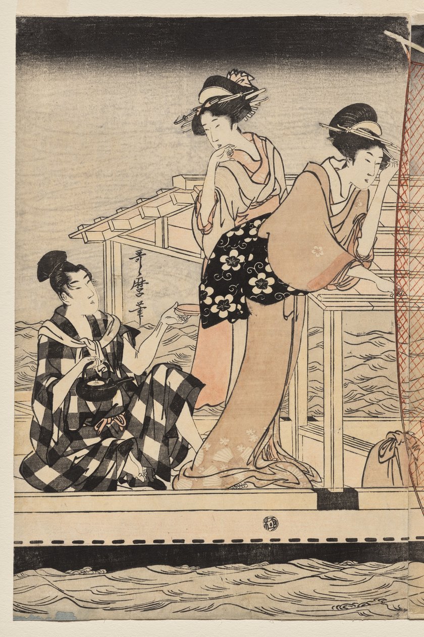 Nätfiske på natten på Sumidafloden av Kitagawa Utamaro