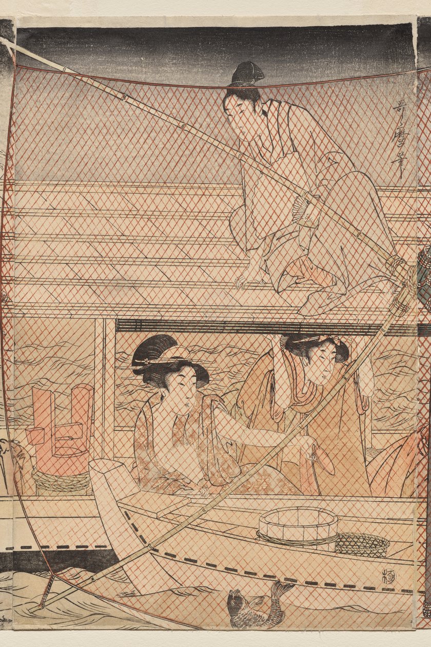 Nätfiske på natten på Sumidafloden av Kitagawa Utamaro