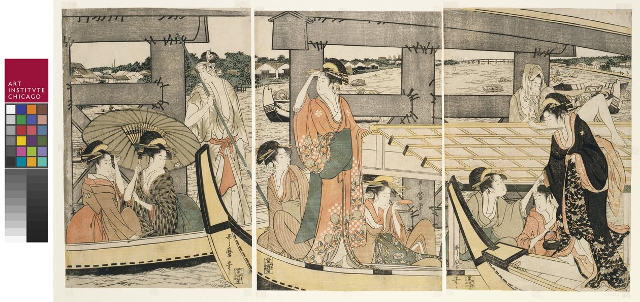 På toppen och under Ryogoku Bridge av Kitagawa Utamaro