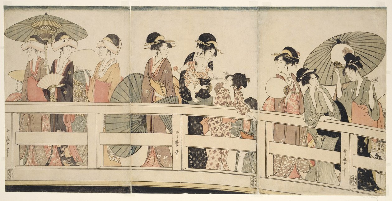 På toppen och under Ryogoku Bridge av Kitagawa Utamaro
