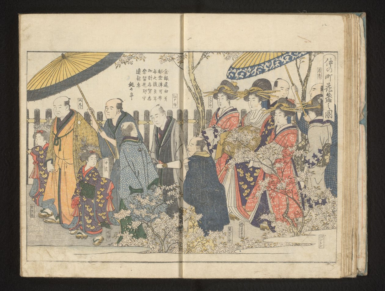 Parad längs körsbärsblomman av Kitagawa Utamaro