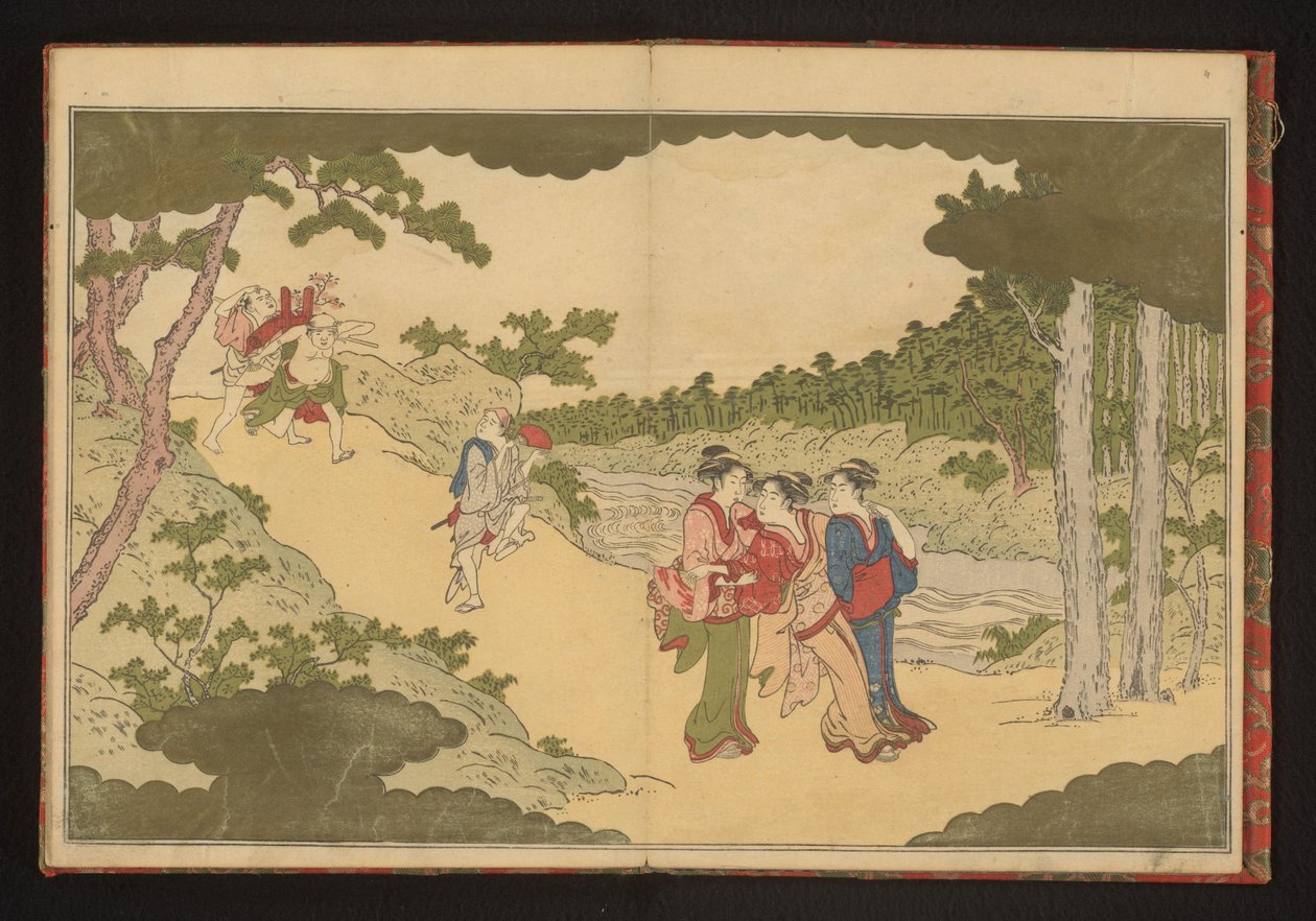 Människor som återvänder från en blomsterskådningsfest av Kitagawa Utamaro