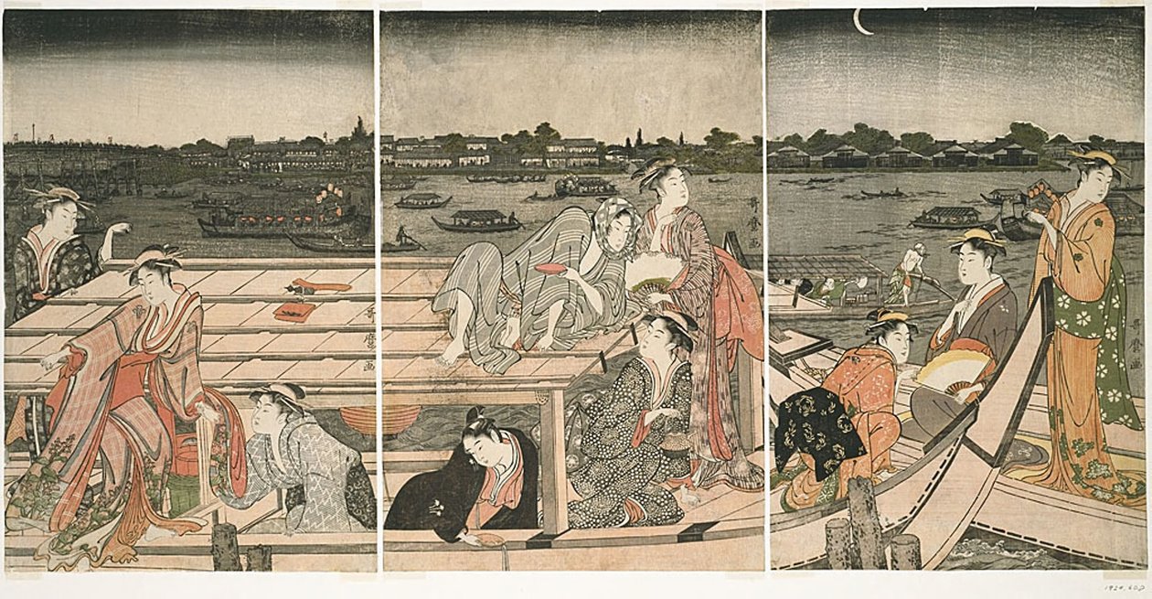 Nöjesbåt på Sumida-floden av Kitagawa Utamaro