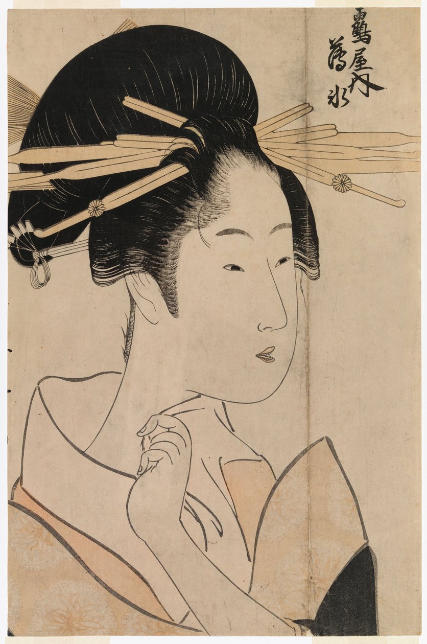 Porträtt av en geisha från Uyo-tehuset av Kitagawa Utamaro