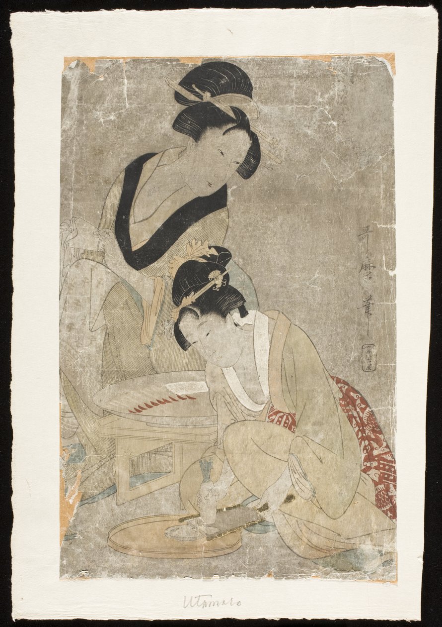 Tillagning av rå fisk av Kitagawa Utamaro