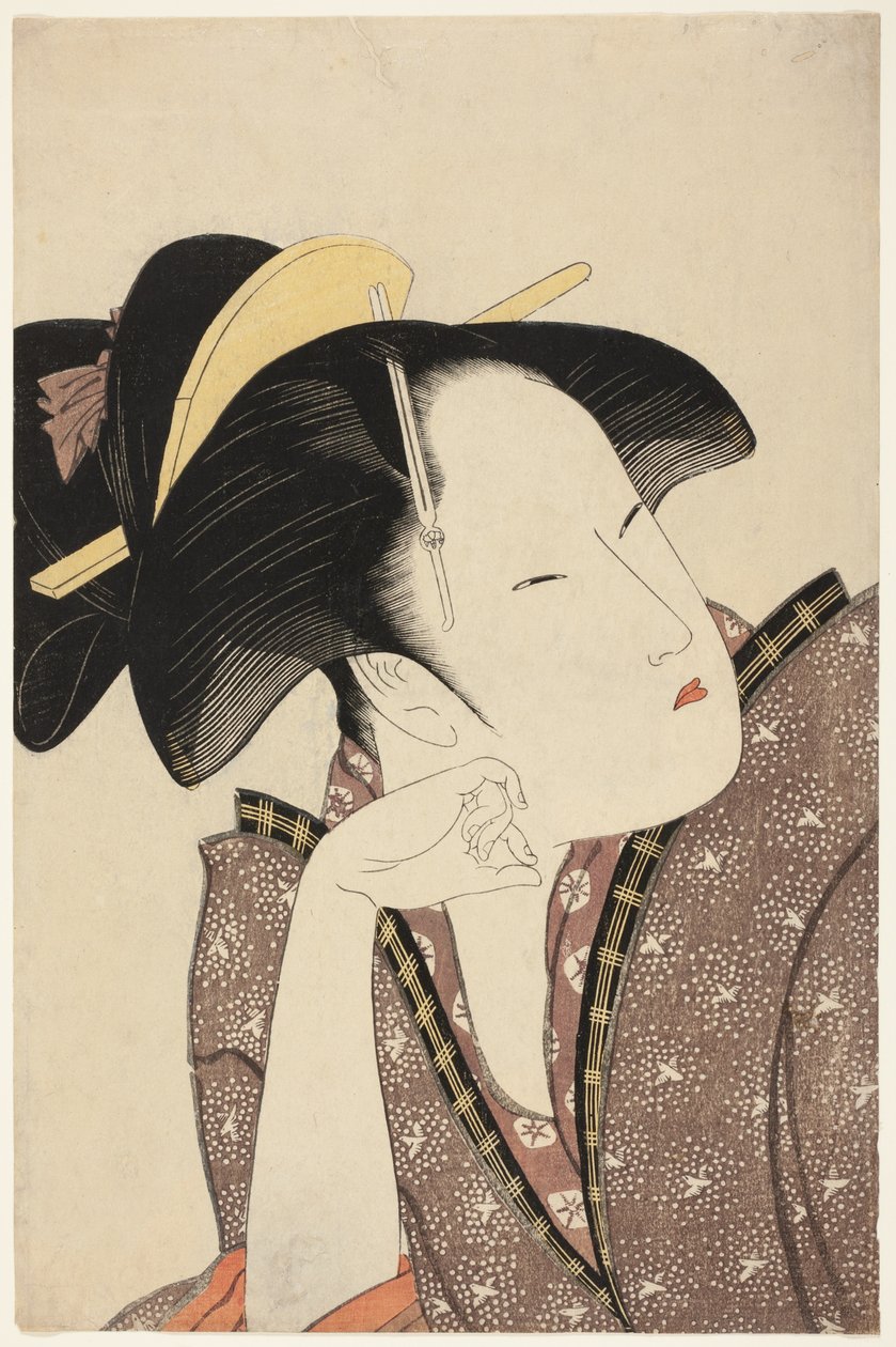 Reflective Love, från serien "Anthology of Poems: The Love Section (Kasen koi no bu) (Mono-omou koi)" av Kitagawa Utamaro