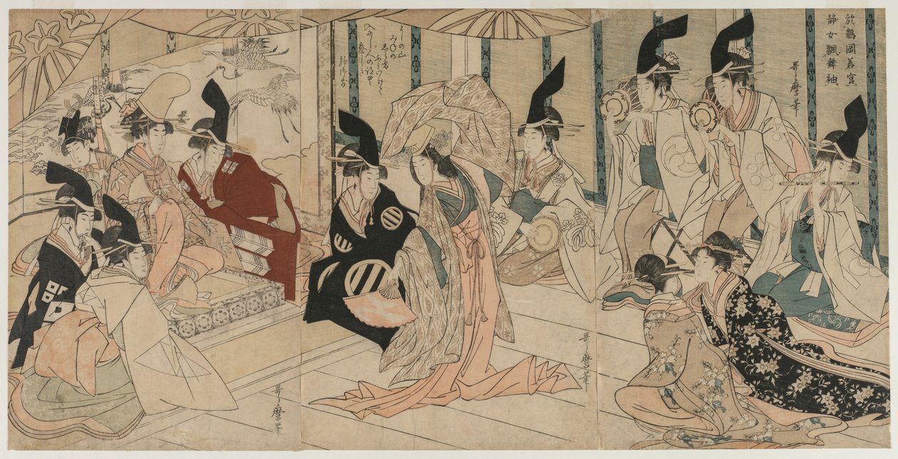 Scen anpassad från pjäsen The Treasury of Loyal Retainers (Chushingura) av Kitagawa Utamaro