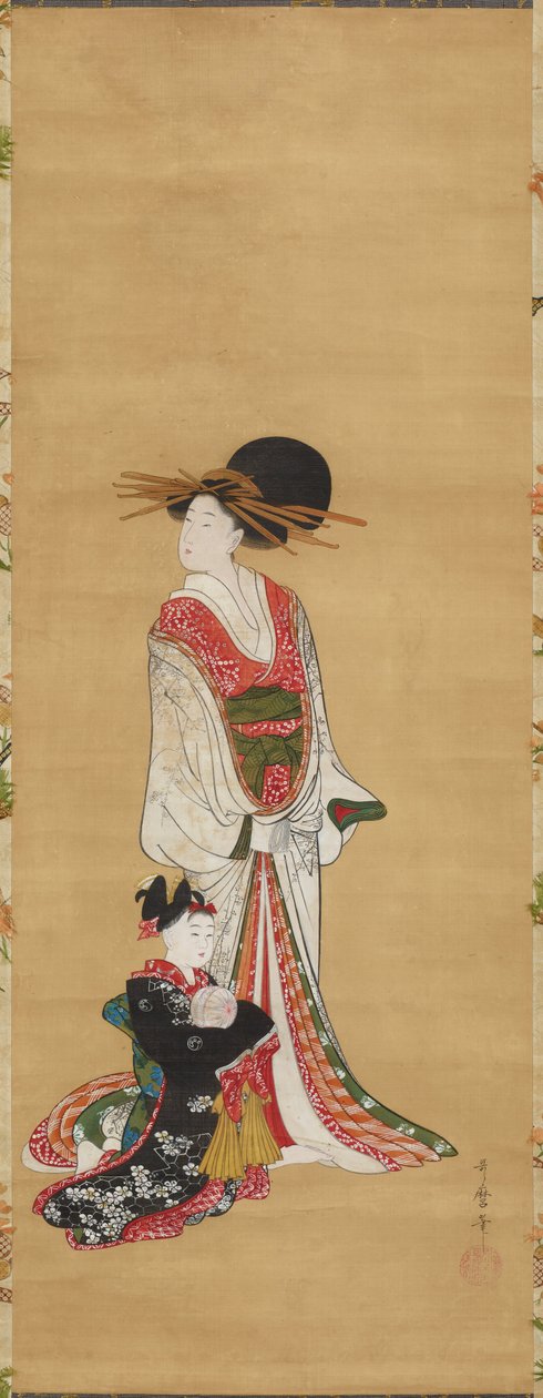 Stehende Kurtisane und Kamuro av Kitagawa Utamaro