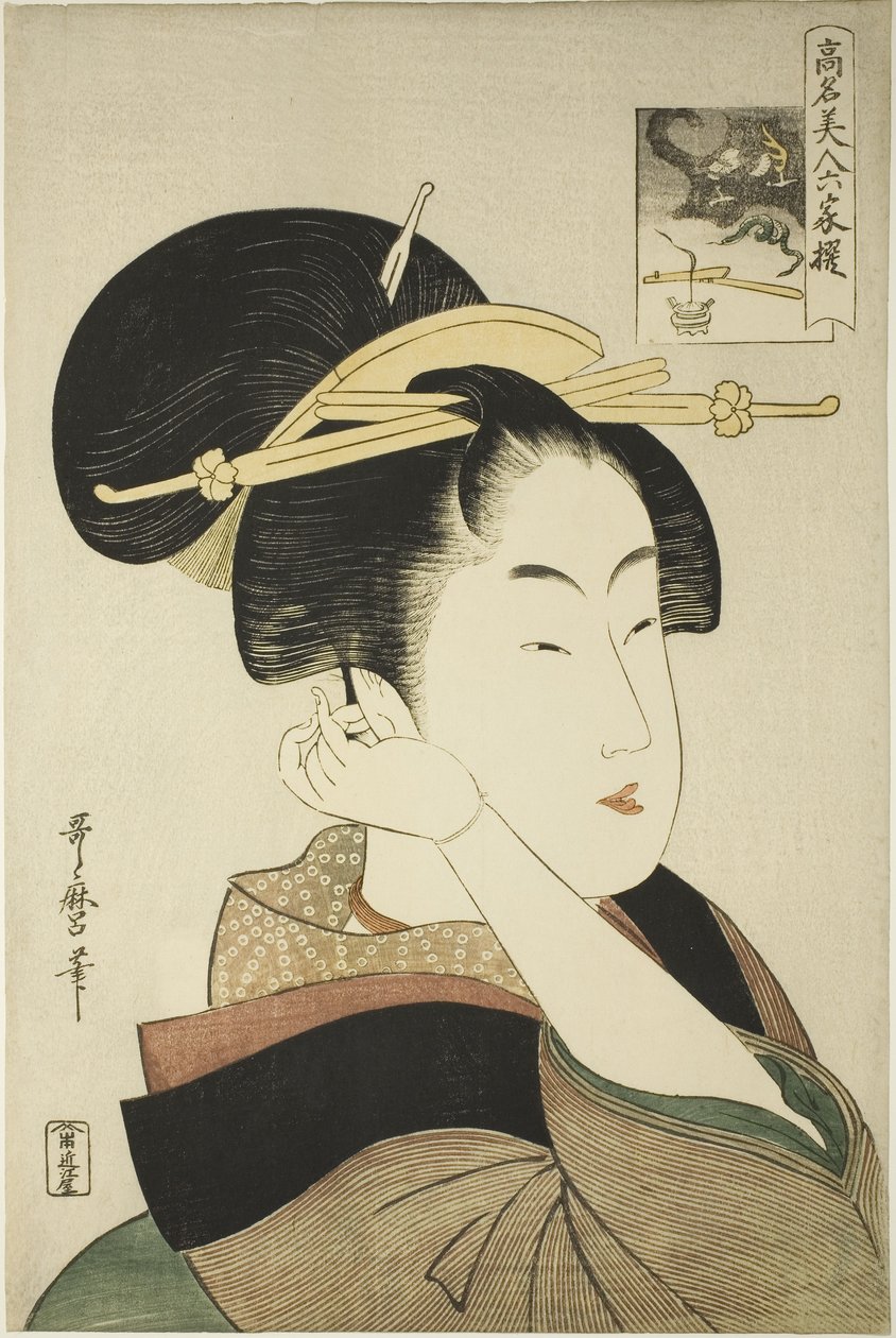 Tatsumi Roko, från serien Renowned Beauties Likened to the Six Immortal Poets av Kitagawa Utamaro