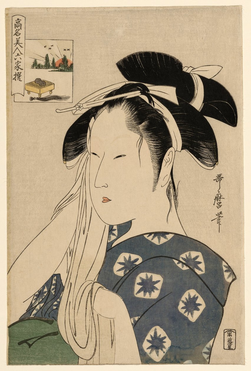 The Asahiya Widow, från serien "Renowned Beauties Likened to the Six Immortal Poets" ("Komei bijin rokkasen") av Kitagawa Utamaro