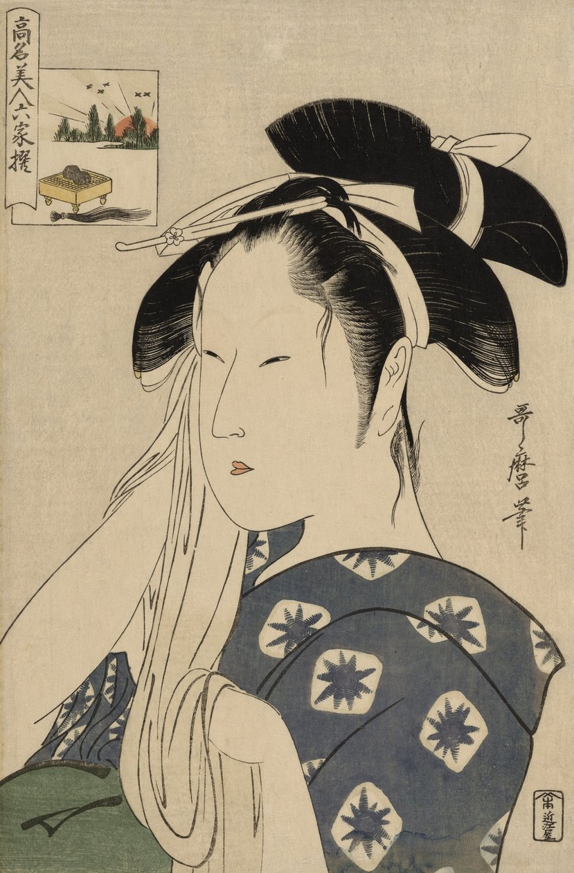 Asahiya-änkan, från serien Renowned Beauties Likened to the Sex Immortal Poets av Kitagawa Utamaro